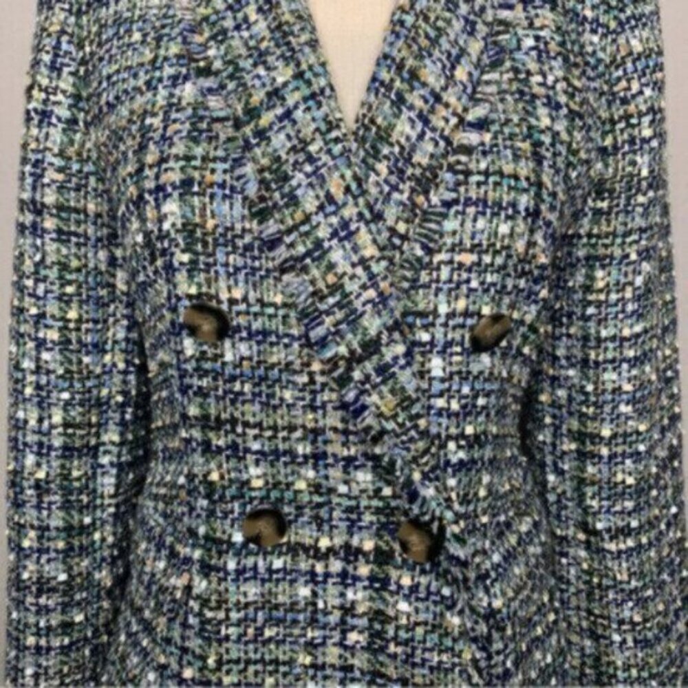 NWT Ann Taylor Tweed Shimmer Tailored Double Breasted Blazer - Picture 9 of 14
